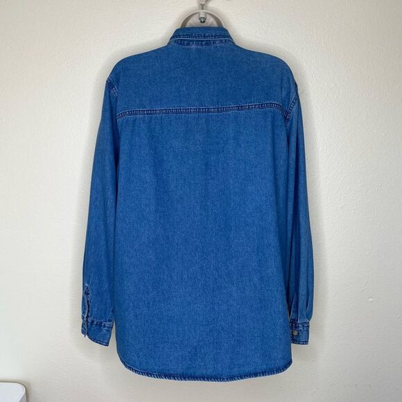 Bobbie Brooks Christmas Holiday Embroidered Denim Button Front Shirt Women Large - Picture 6 of 12